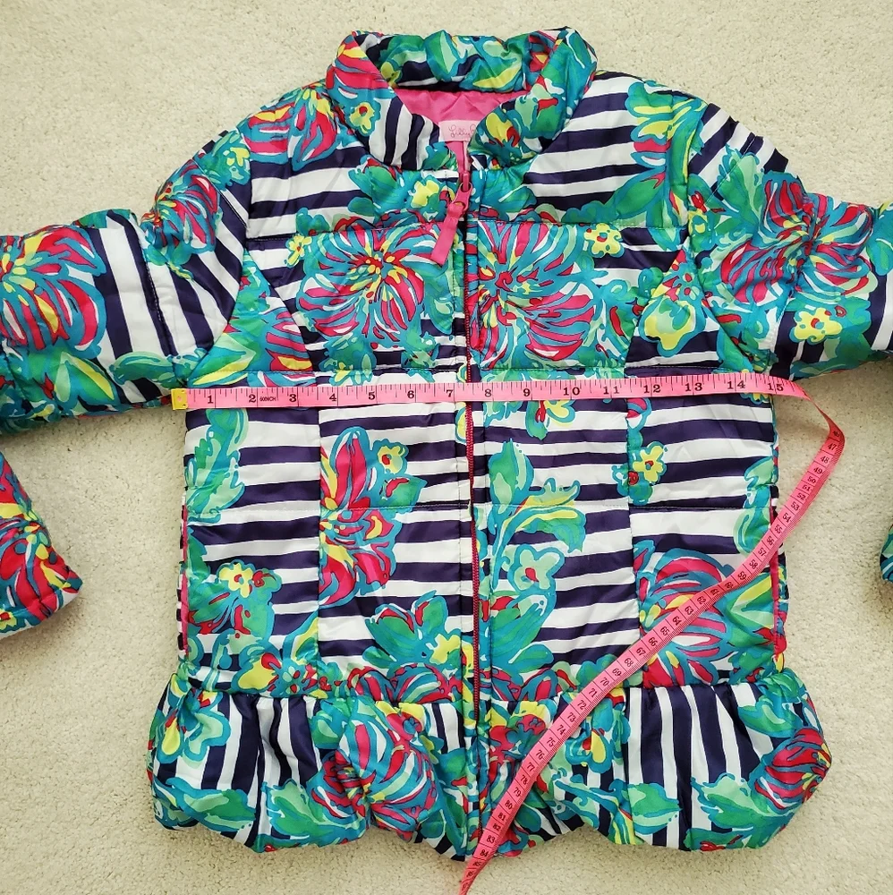 Lilly Pulitzer Mini Kate Puffer Jacket in Paradisio Resort White szXL (12-14)